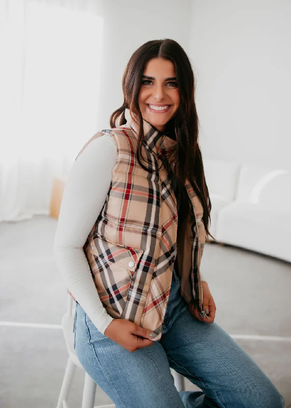 Cyra Plaid Print Vest