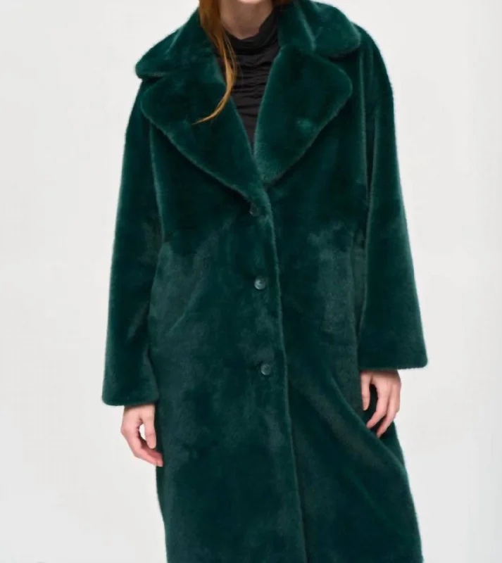 Faux Fur Coat In Absolute Green