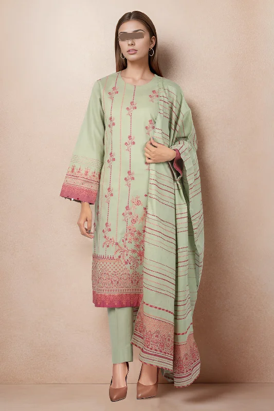 Cotton Jacquard Stitched 3 Piece