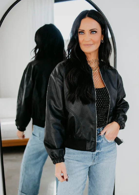 Marah Faux Leather Bomber Jacket