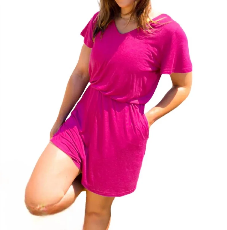 Ryan Reversible Cutout Romper In Hot Pink