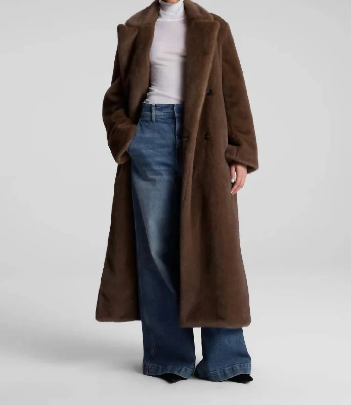 Franklin Faux Fur Coat In Brown