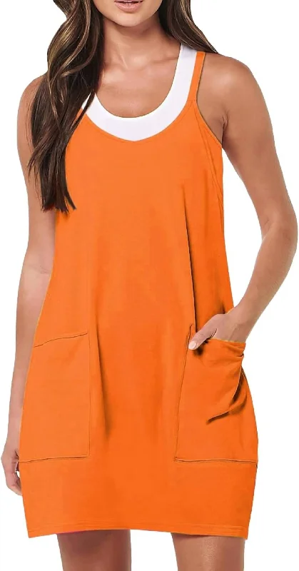 Jersey Romper Dress In Orange