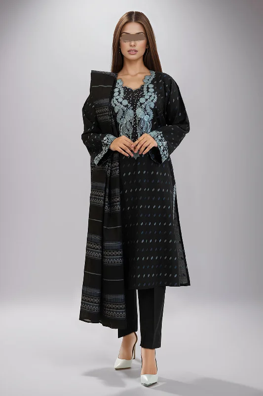 Embroidered Cotton Jacquard Stitched/Unstitched 3 Piece