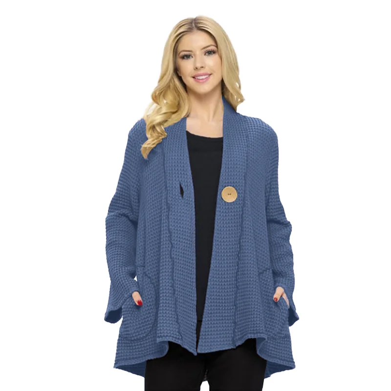 Focus One-Button Waffle Jacket in Blue Indigo - BW-117-IND