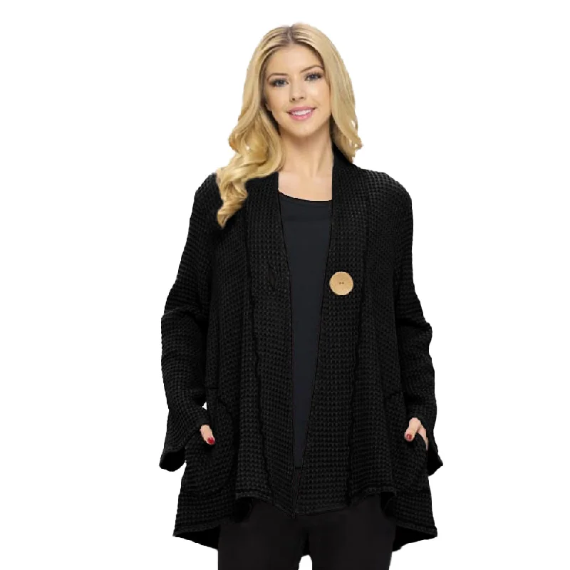 Focus One-Button Waffle Jacket in Black- BW-117-BLK