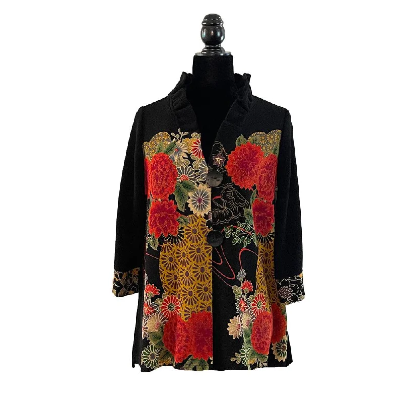 Moonlight Asian Inspired Textured Floral-Print Jacket - CM-114 - Size S Only!