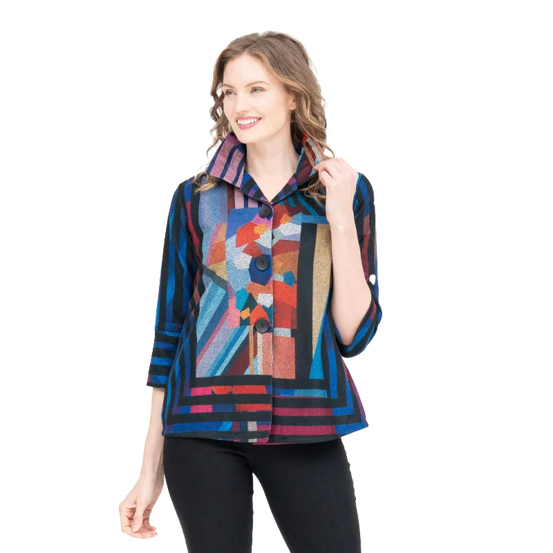 Damee Modern Art-Print Lined Flannel Jacket in Multicolor - 4921 - Sizes XL & XXL Only!