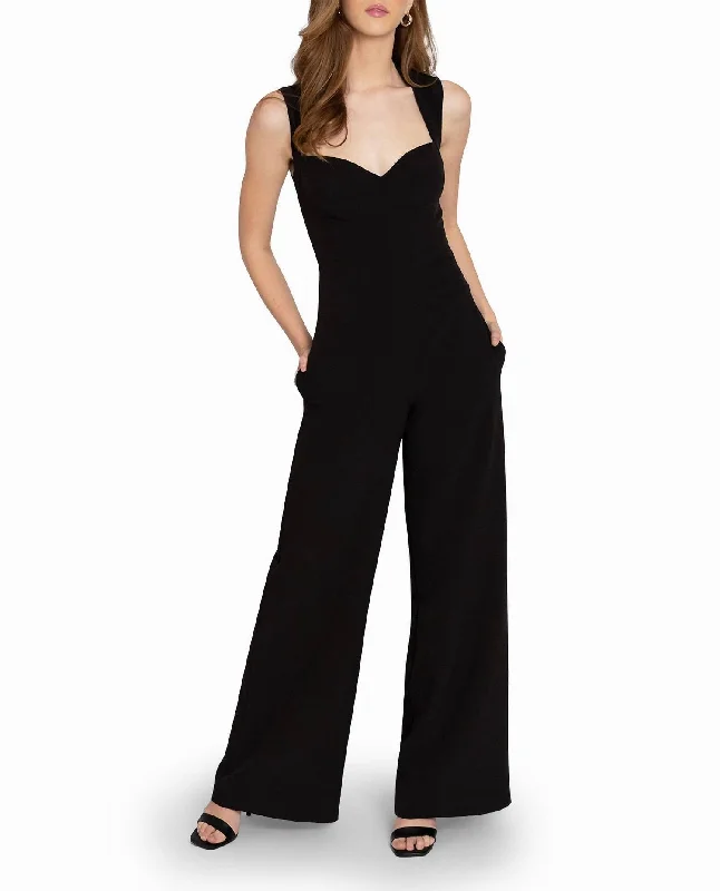 Heavy Jersey Wide Leg Jumpsuit In Nm Black