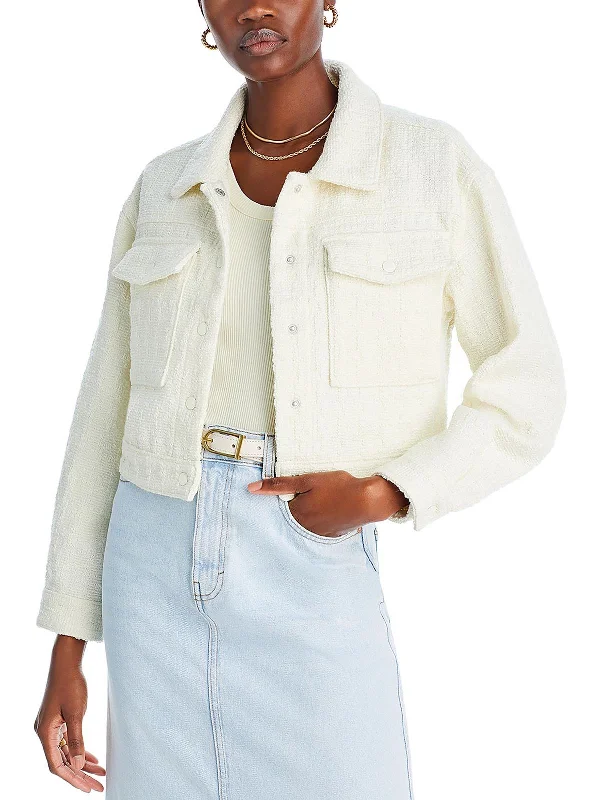 Womens Tweed Cropped Shirt Jacket