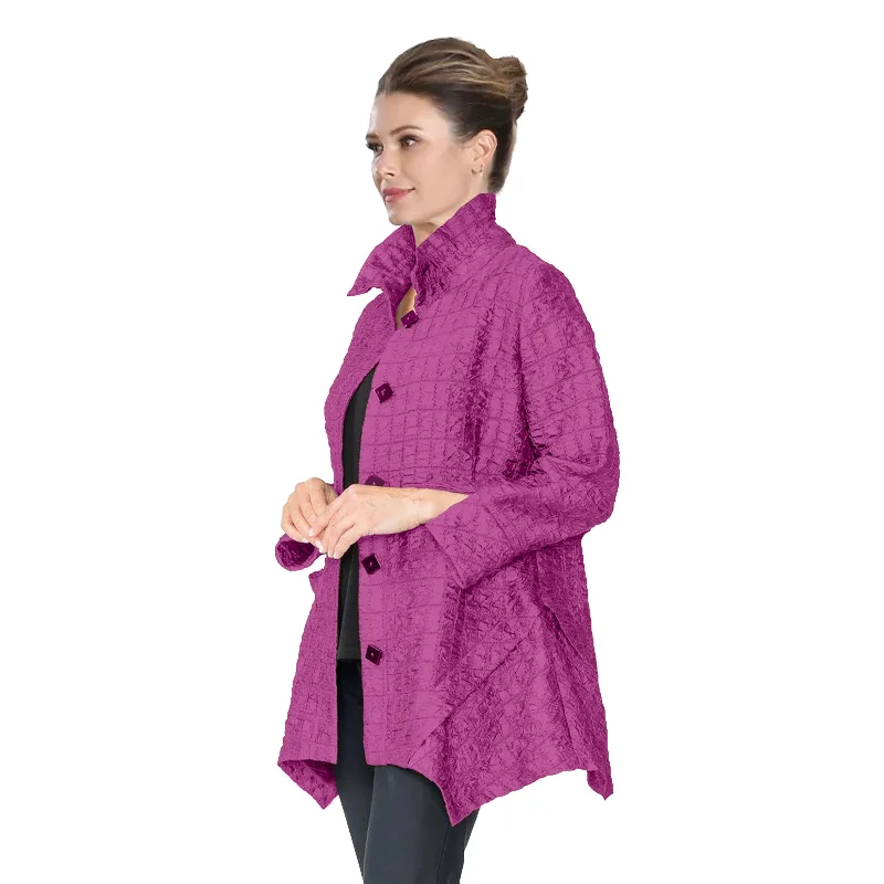 IC Collection Jacquard Button Front Tunic Jacket in Plum - 6930J-PLM - Size M Only!