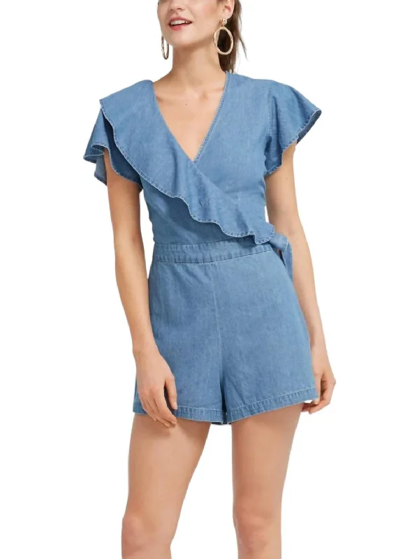 Flutter Romper In Chambray