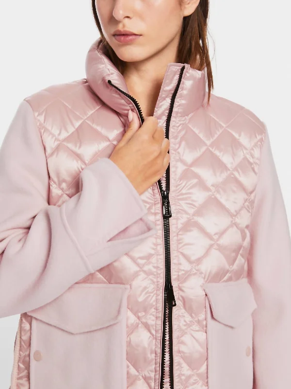 Outdoor Jacket In Material Mix In Bright Rosewater