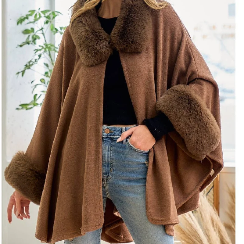 Mocha Wrap with Faux Fur