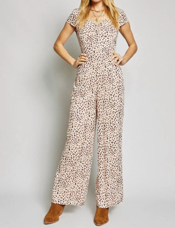 Rebel Heart Jumpsuit In Mauve Leopard Print