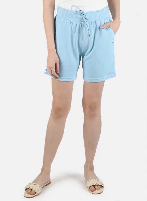 Women Blue Plain Short