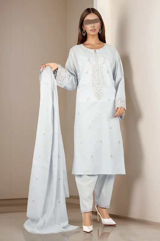 Luxury Pret Embroidered Cotton  Stitched 3 Piece