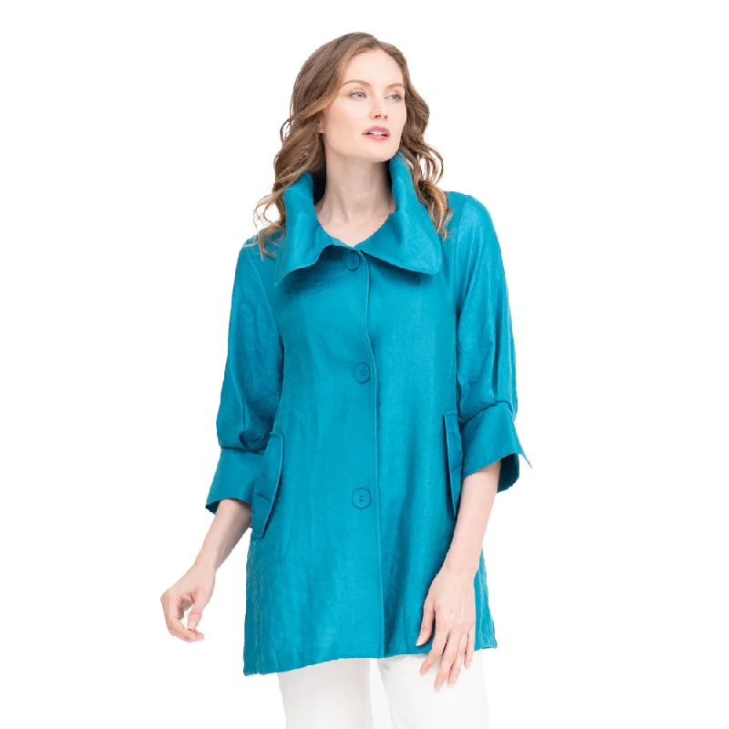 New Color! Damee NY Solid Swing Jacket in Teal  - 200-TL