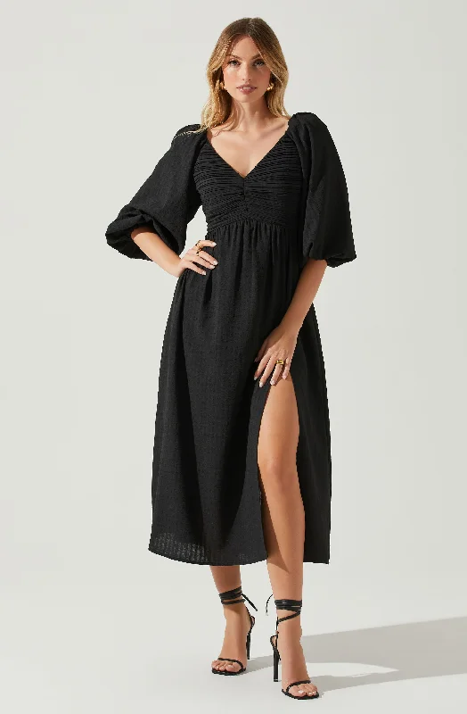 Juniper Half Sleeve Textured Midi Dress