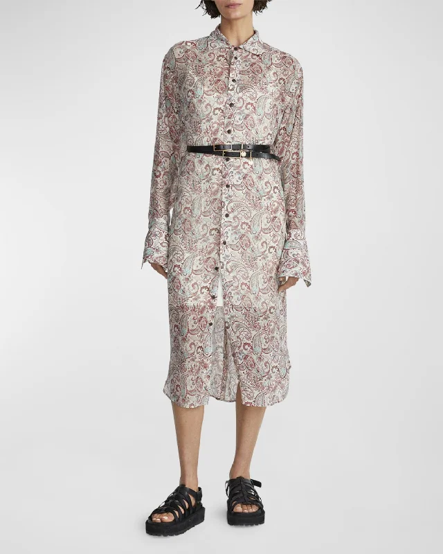 Leona Sheer Paisley Midi Shirtdress