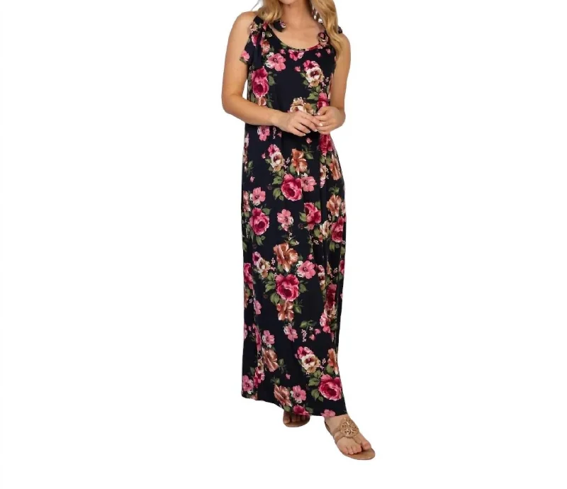 Alex Floral Maxi Dress In Black/multi