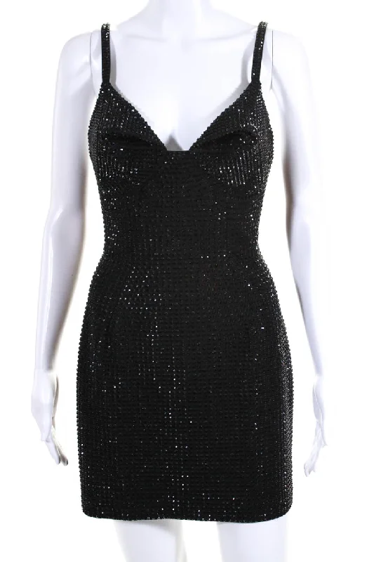 Area Crystal Black Mini Dress