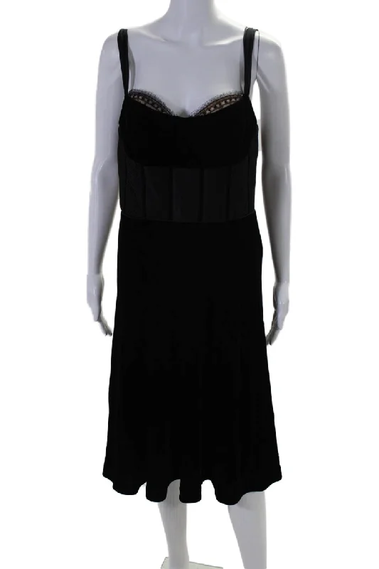 Badgley Mischka Women's Corset Top Fit Flare Velvet Mini Dress Black