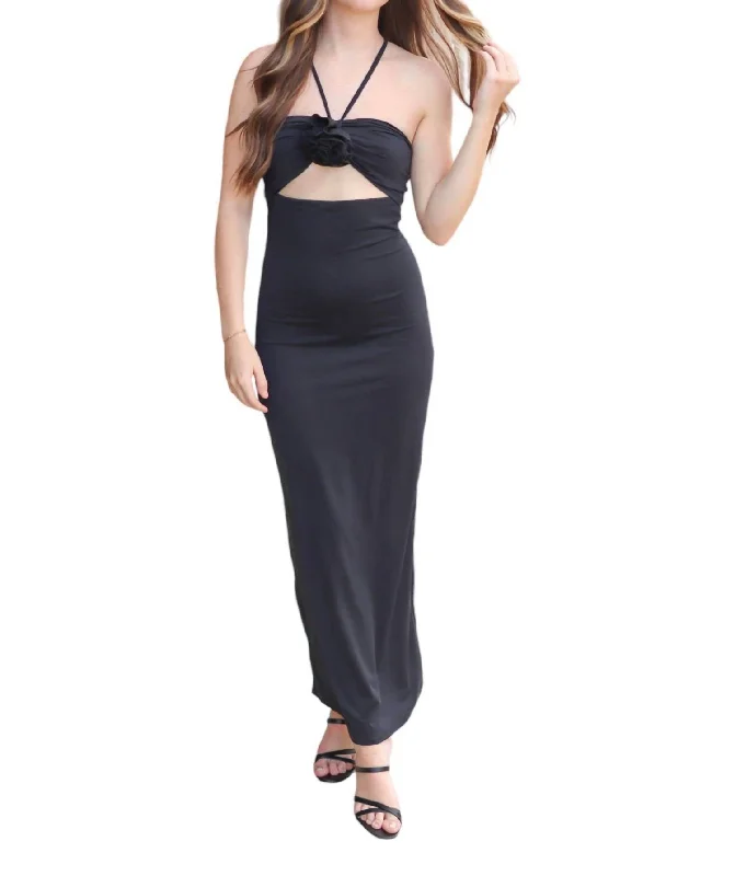 Bring Me Roses Maxi Dress In Black