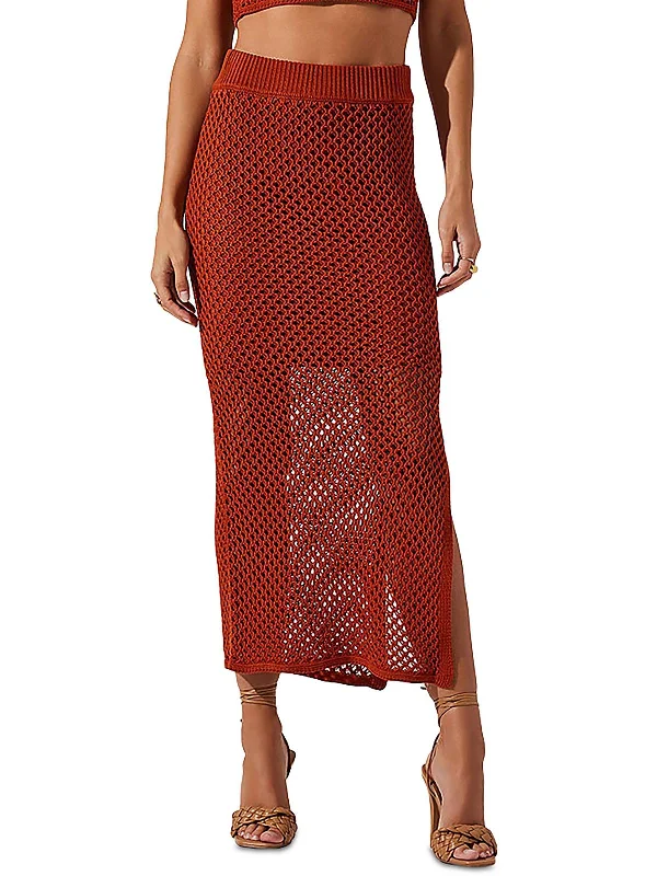 Carlina Womens Crochet Mesh Maxi Skirt