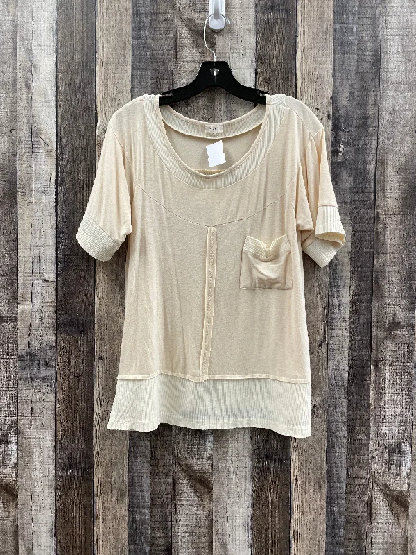 Cream Top Short Sleeve Pol, Size S