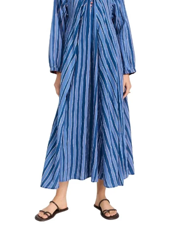 Fiore Maxi Dress In Batik Stripe Navy