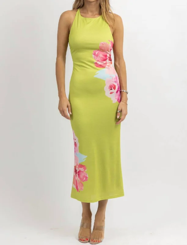 Floral Maxi Dress In Pistachio