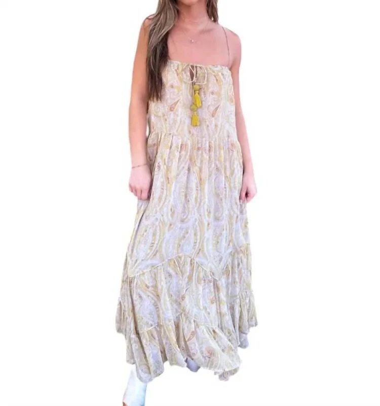 Floral Tiered Maxi Dress In Yellow