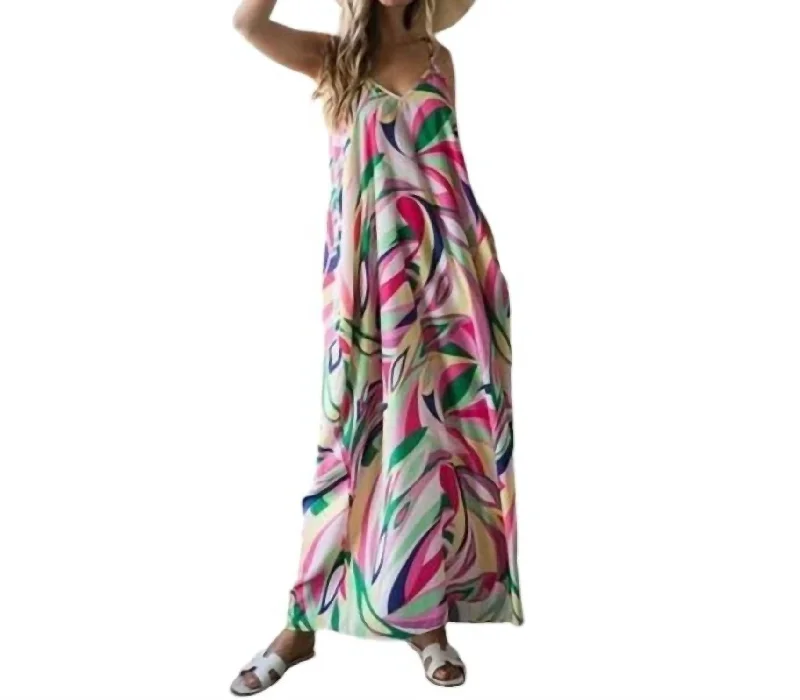 Genevieve Colorful Swirl Maxi Dress In Multicolor