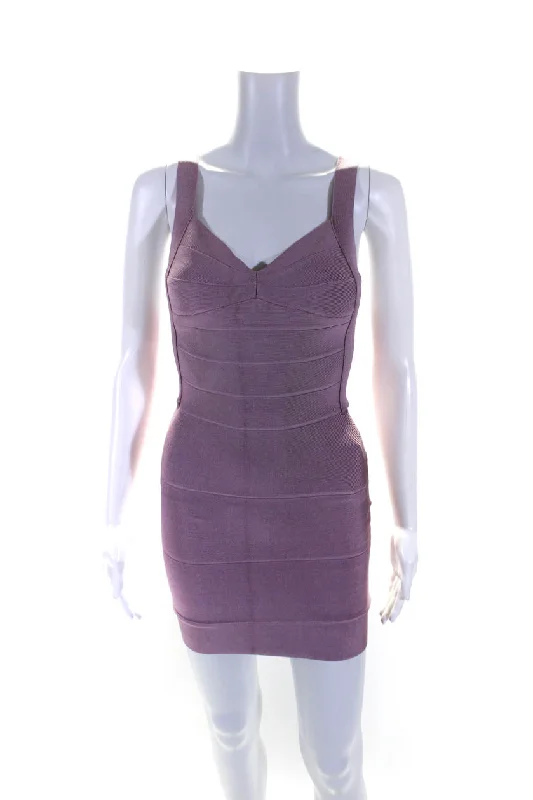 Herve Leger Womens Sleeveless Bandage Mini Dress Mauve Pink