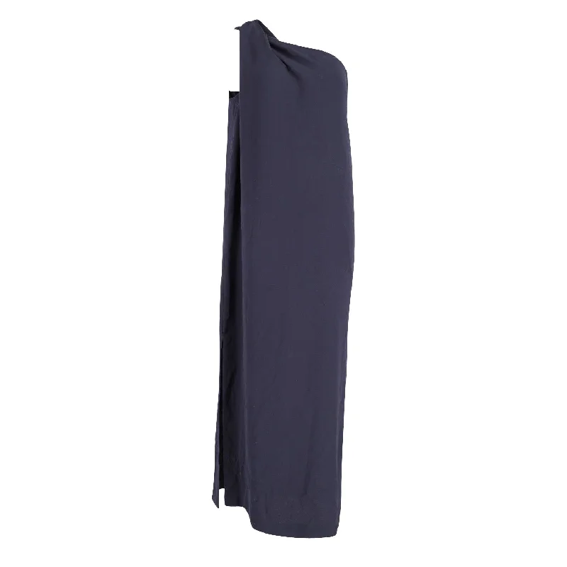 Iris & Ink One Shoulder Maxi dress in Navy Blue Polyester