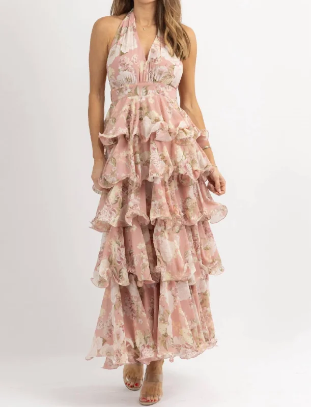 Ivy Tiered Maxi Dress In Pink