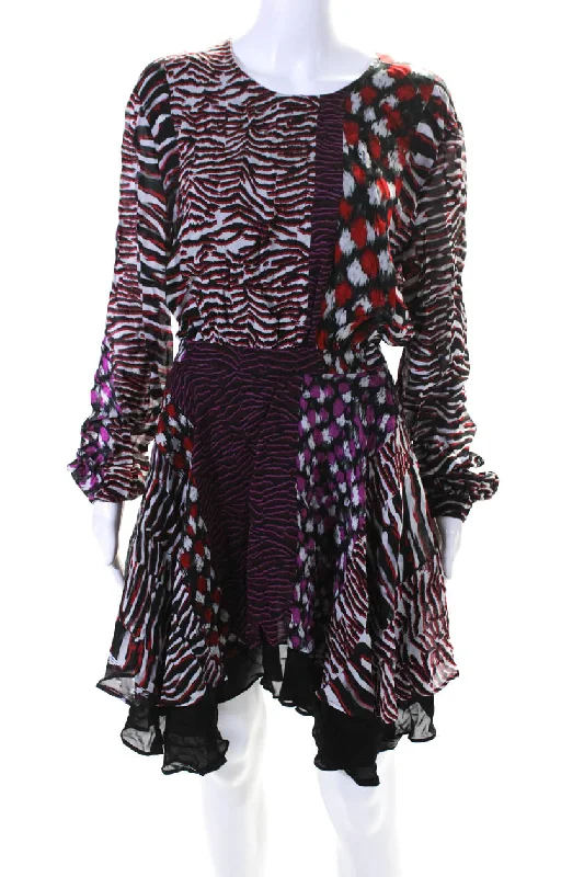 Just Cavalli Women's Long Sleeves Fit Flare Multicolor Mini Dress