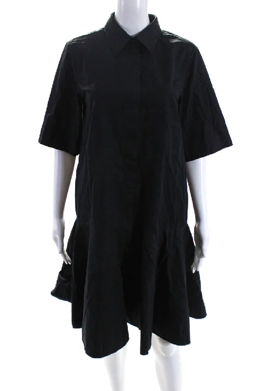 Lafayette 148 New York Women's Short Sleeves Drop Waist Mini Dress Black