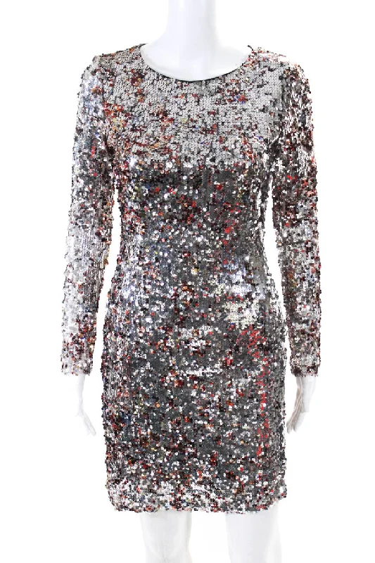 Mark & James by Badgley Mischka Womens Mini Sequin Pixie Dress Silver