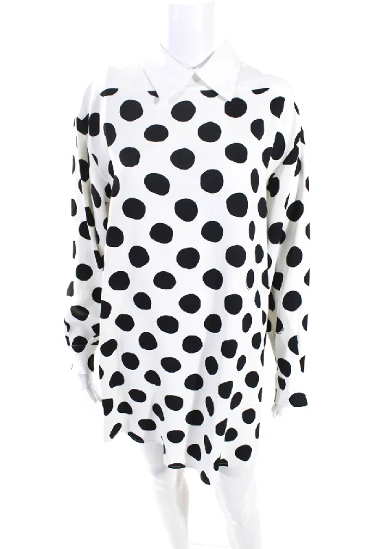 Marni Womens Big Dot Stretch Cady Mini Shift Dress Black White