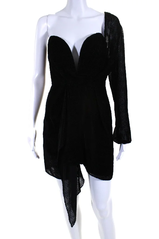 Michelle Mason Womens Burnout Velvet Sweetheart Mini Dress Black