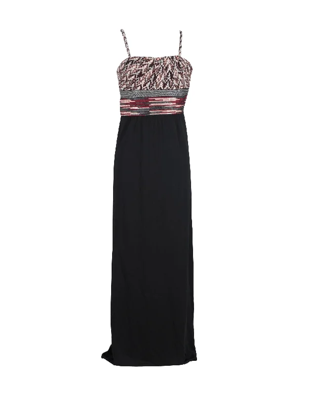 Missoni Embellished Top Maxi Dress in Black Polyester Silk