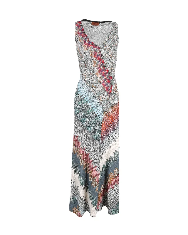 Missoni Striped Crochet-Knit Maxi Dress In Multicolor Wool