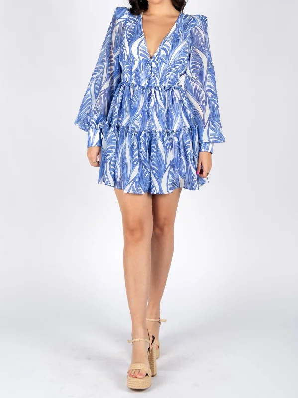 Mykonos Palms Margo Mini Dress In Blue