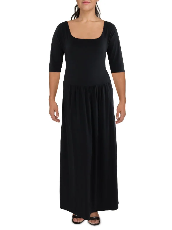 Plus Womens Full Length Pleated Maxi Dress