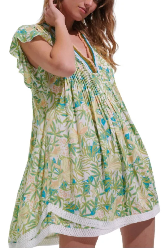 Sasha Mini Dress In Green Orchid