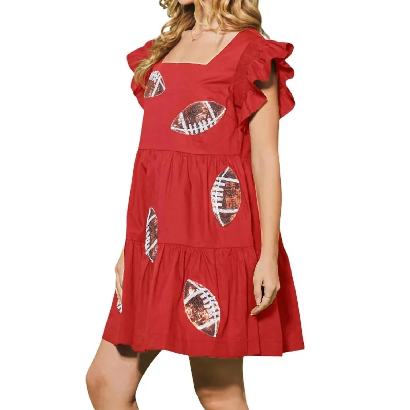 Sequin Football Tiered Mini Dress