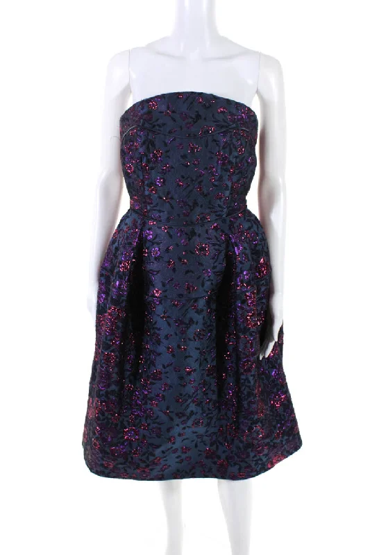 Talbot Runhof Women's Square Strapless Flare Mini Dress Floral