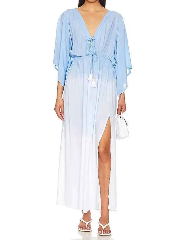 Tallow Maxi Dress In Blue White Ombre